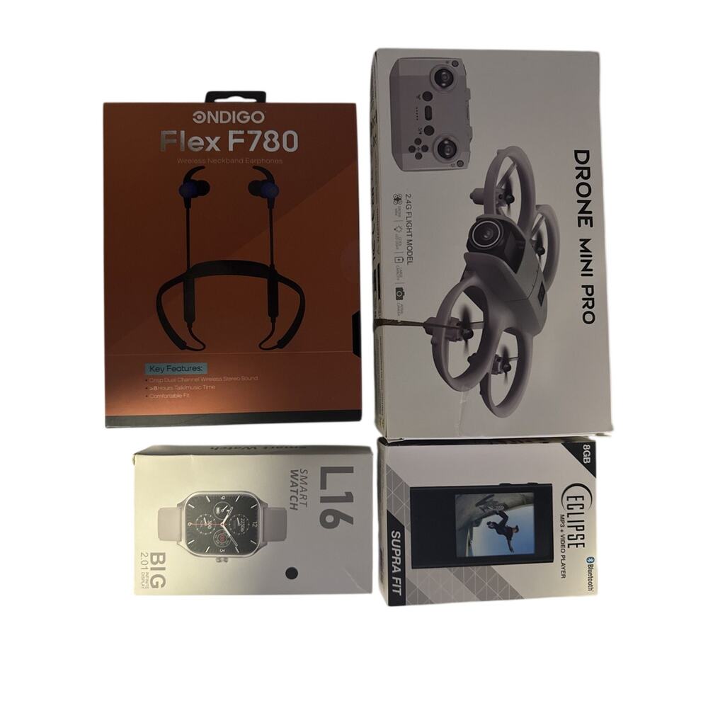Bundle Package MiniProDrone EclipseMP3 FlexF780Neckband Smartwatch